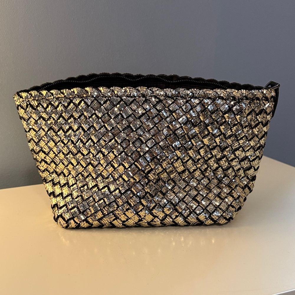 NEGHEDI and Black Gold Woven Clutch/Cosmetic Bag